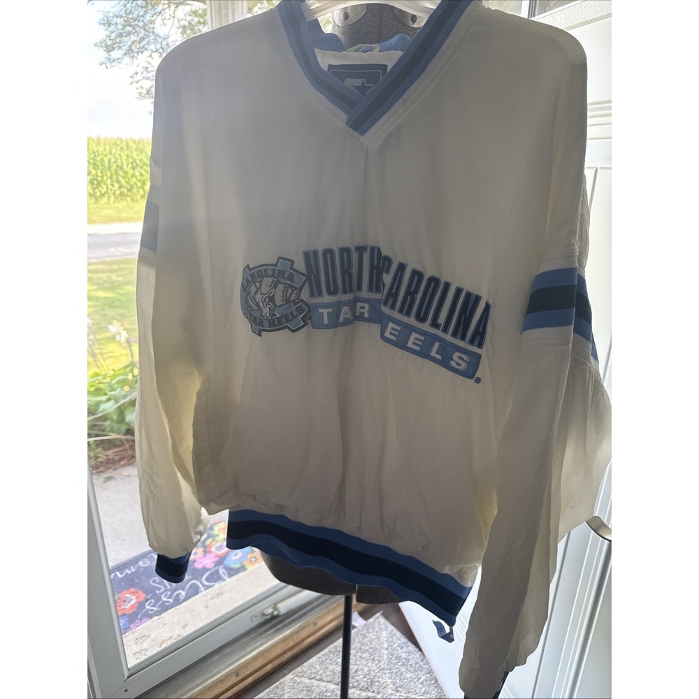 Vtg North Carolina Tar Heels Jacket Mens L White NCAA Pullover Starter 90s